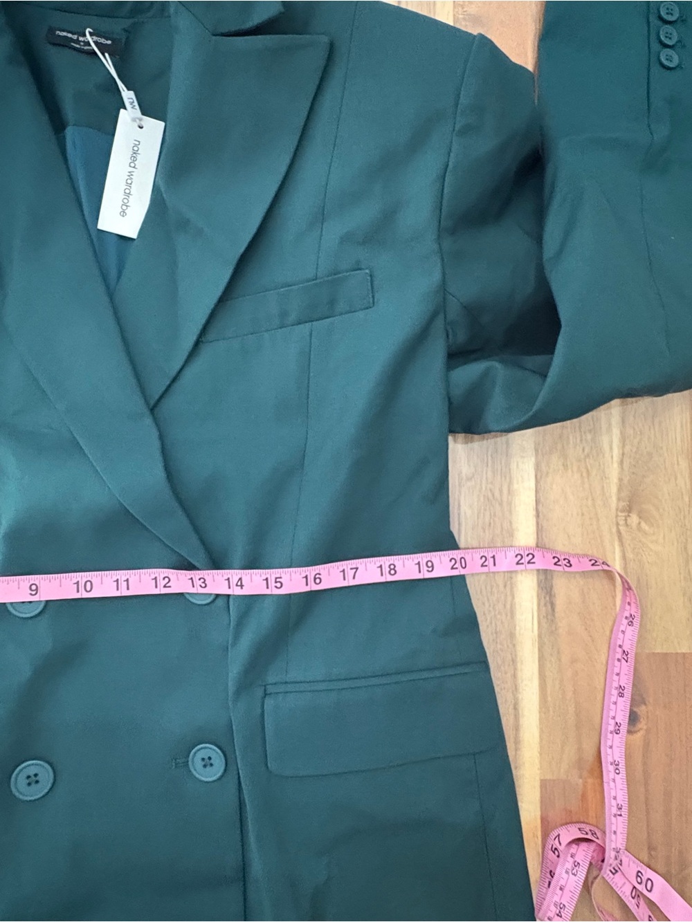 NWT Naked Wardrobe Sz M Oversize Long Sleeve Blazer Dress Deep Teal Blue - Picture 6 of 10